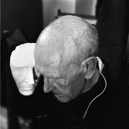 <body>
<p>I made this face cast during a period of lockdown and therefore a few years back when I had 
   fewer lines to my face</p>
<p>Thinking that I should make some more work with it I was rather stumped at first by the 
    historical connotations of these casts as death masks and I thought that I could at least 
    show that I am alive and further find some empathy for the frozen appearance of the cast.</p>
<p>To make the cast I must put on a mask of bandages soaked in plaster of paris, these cloths become like
  a suit of clothes that I have recently steppped out of, the wet plaster I then cast into this negative space forms a positive but lifeless representation of me.
 </p>
</body> Images Copyright Aldobranti® ©2008-2024. All rights reserved.